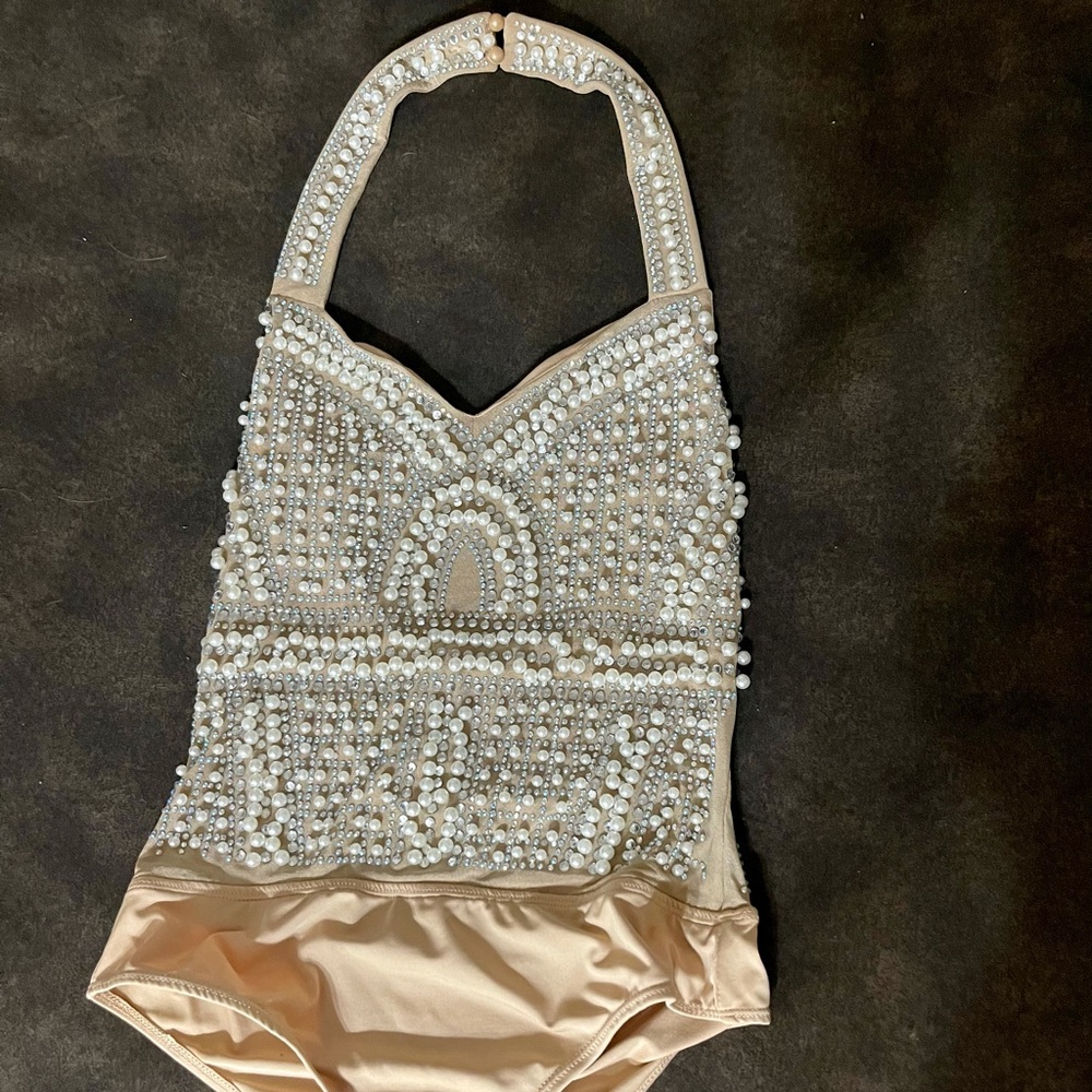 Pearl/rhinestone bodysuit sz Medium